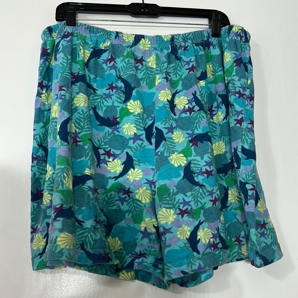 Vintage 90s under the sea all over print cotton shorts plus size 2x